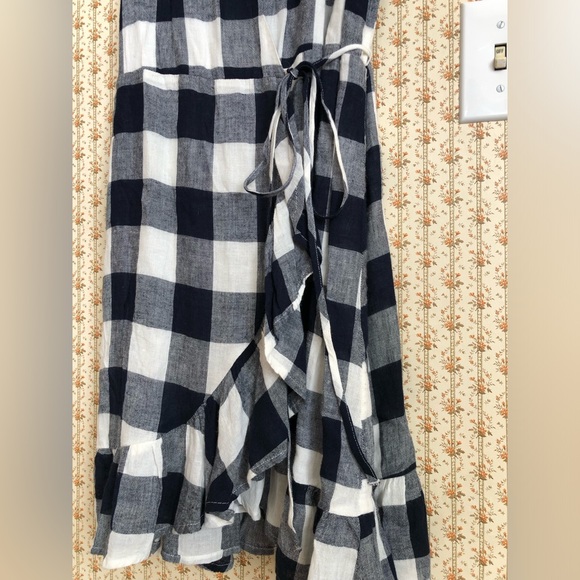 Rails Madison Azure Check Sleeveless Linen Wrap Dress | Medium - Picture 4 of 7